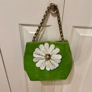 Carlos Falchi Fatto a Mano Green Suede Floral
Shoulder Bag🌼